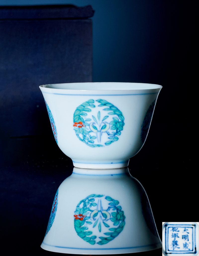 清康熙 仿成窑斗彩花鸟纹杯 - 图1