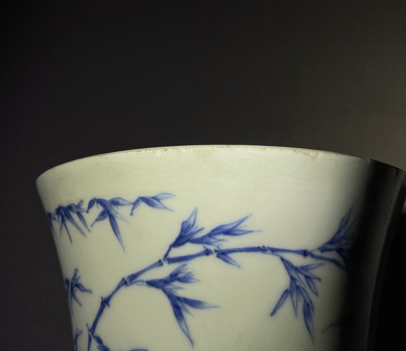 明崇祯 青花花鸟纹小花觚 - 图14