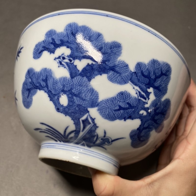 清光绪 青花松竹梅纹碗一对 - 图14