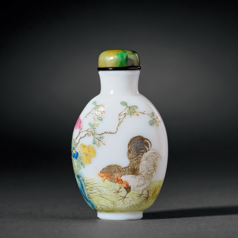 清 料胎画珐琅大吉图烟壶