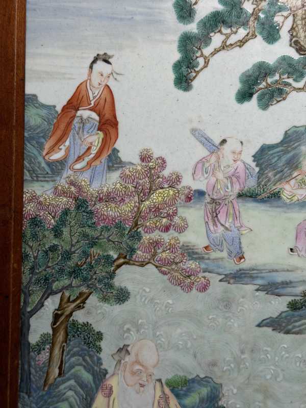 清乾隆 粉彩群仙祝寿图瓷板 - 图6