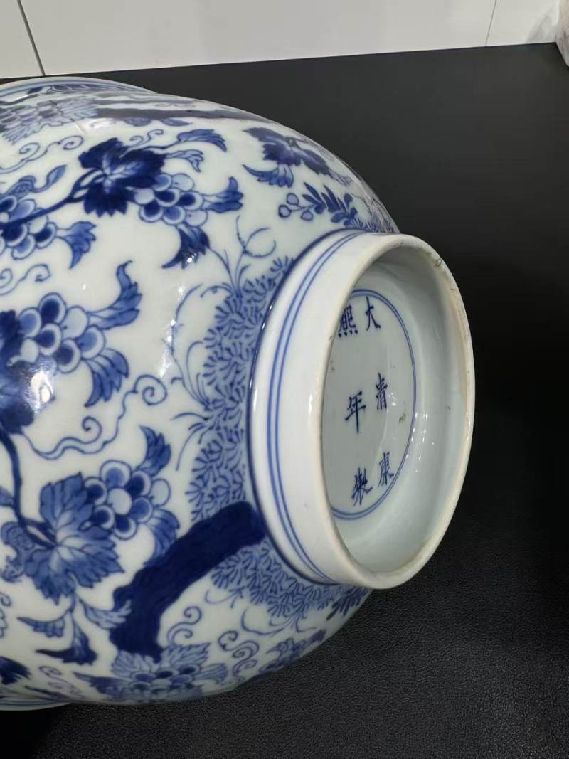 清康熙 青花松鼠葡萄纹大碗 - 图6