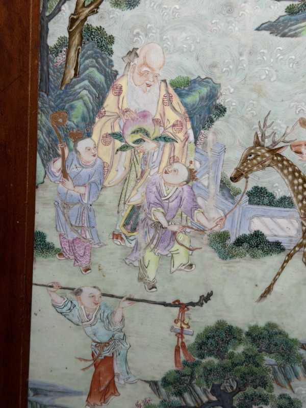 清乾隆 粉彩群仙祝寿图瓷板 - 图7