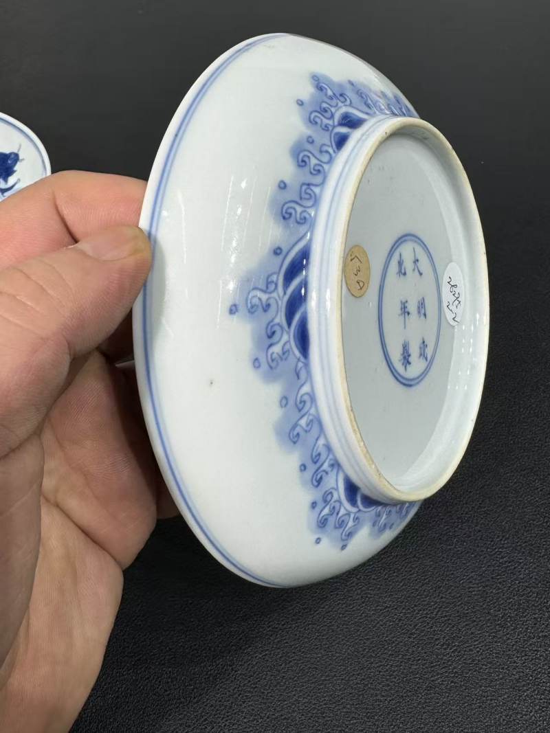 清雍正 青花鱼化龙纹盘一对 - 图9