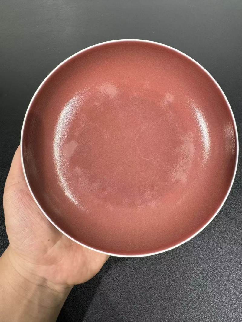 清雍正 霁红釉盘 - 图2