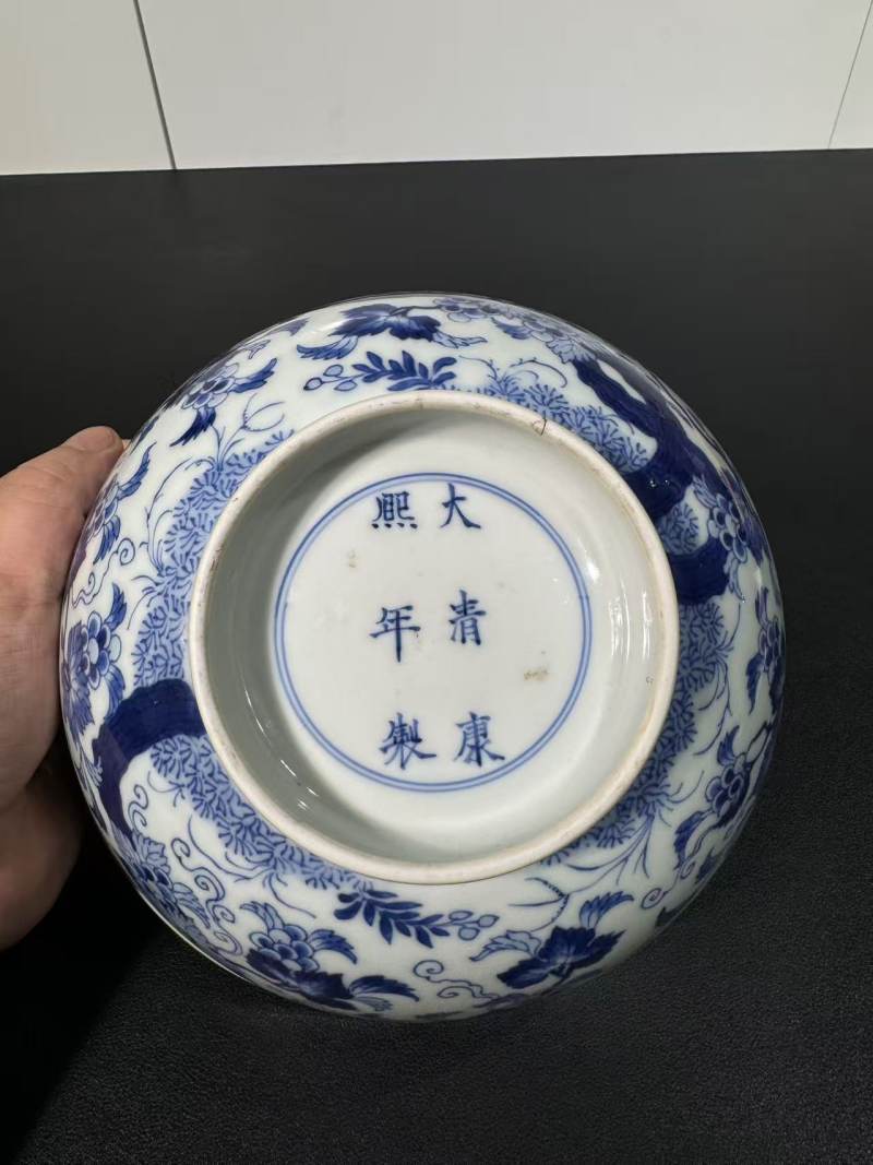 清康熙 青花松鼠葡萄纹大碗 - 图7