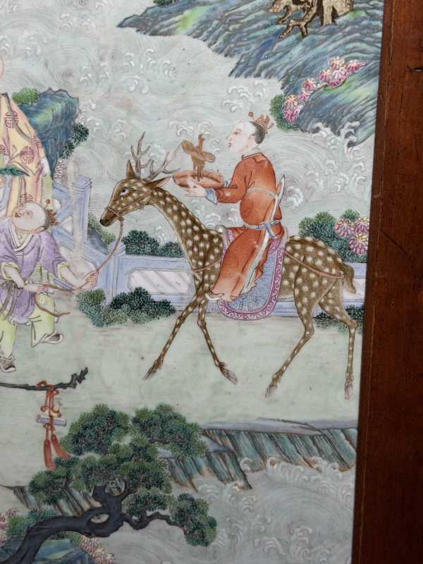 清乾隆 粉彩群仙祝寿图瓷板 - 图8