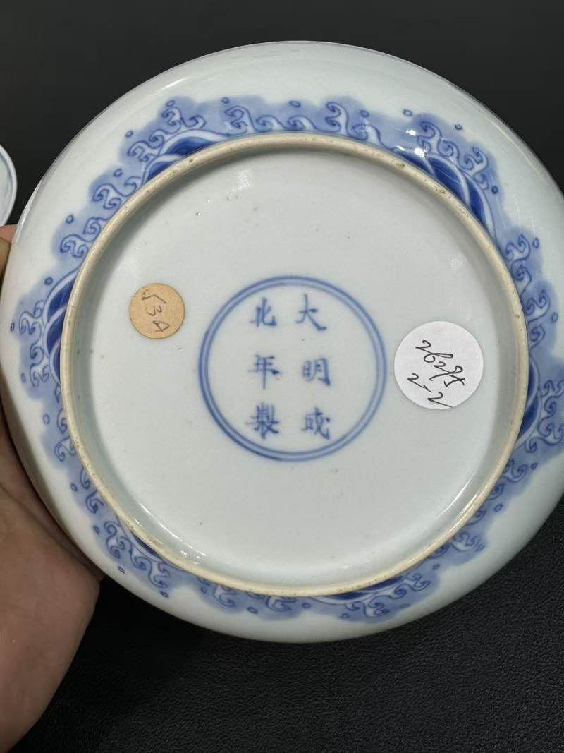 清雍正 青花鱼化龙纹盘一对 - 图10