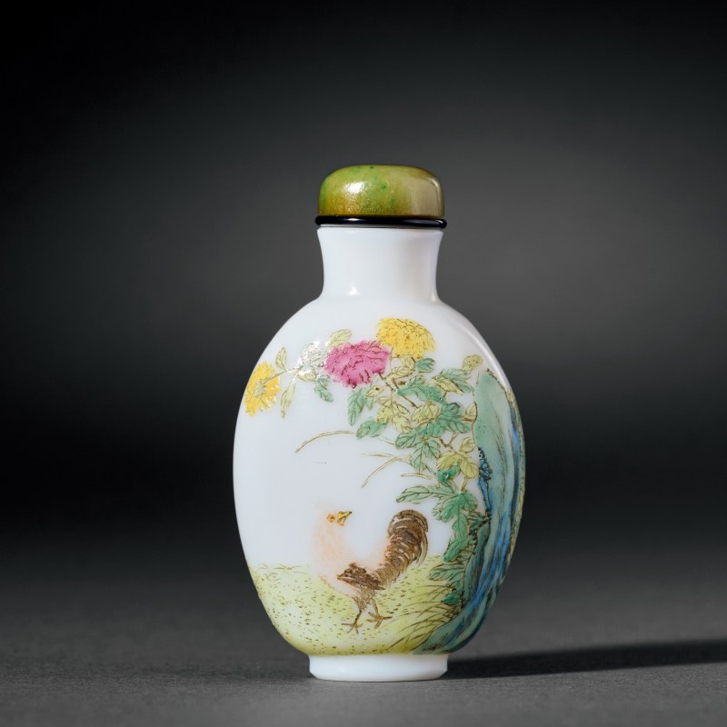 清 料胎画珐琅大吉图烟壶 - 图2