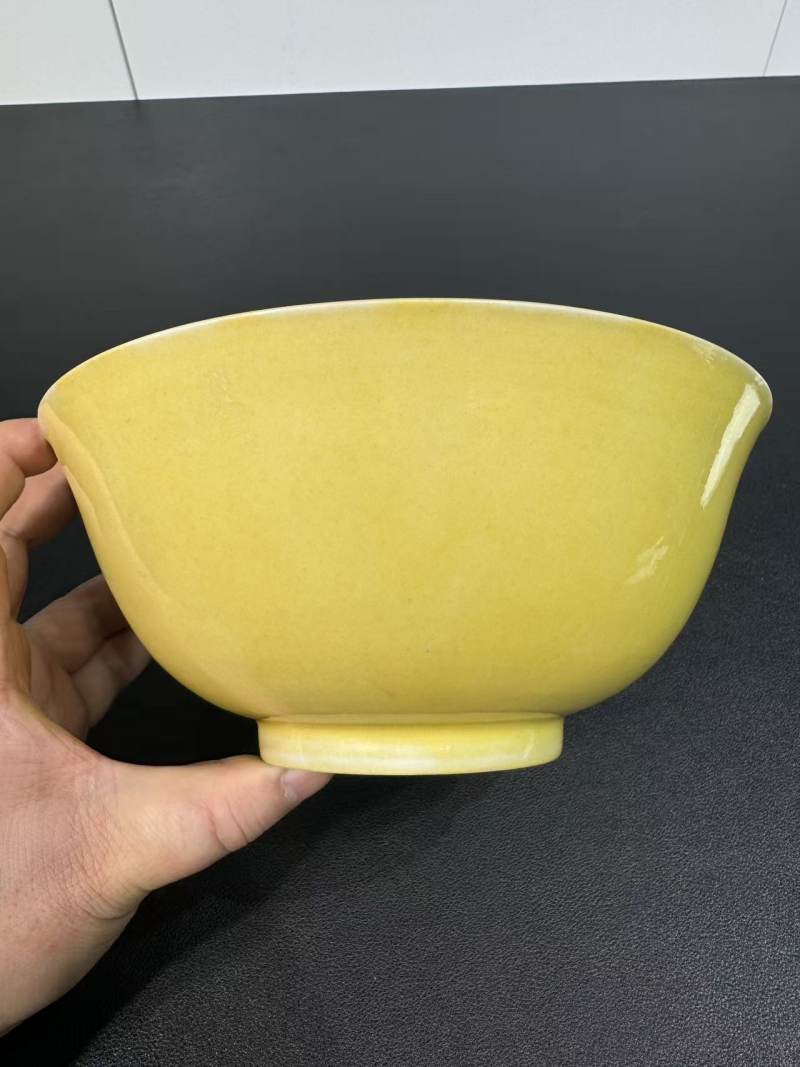 明弘治 鸡油黄釉碗 - 图2