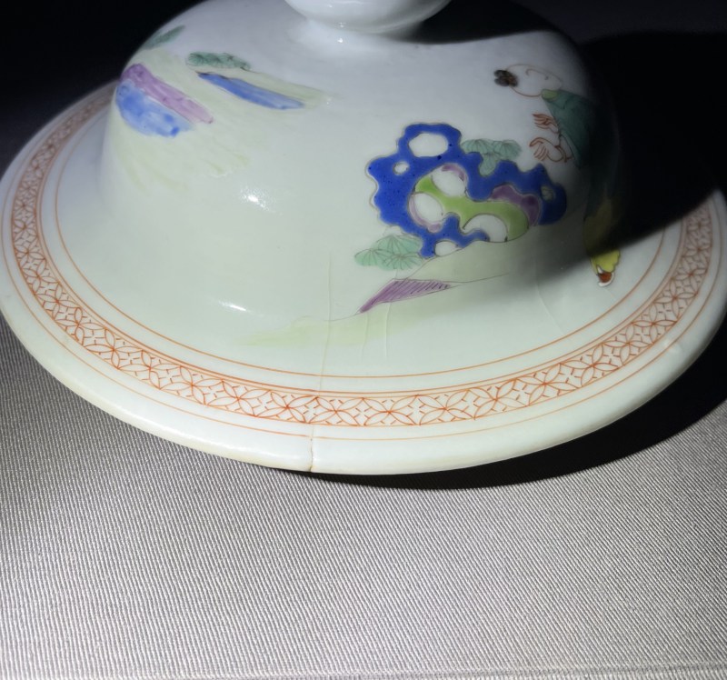 清雍正 粉彩婴戏图盖罐 - 图14