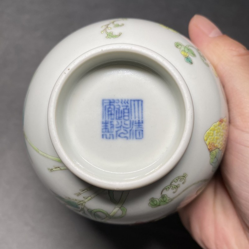 清道光 粉彩过枝癞瓜纹碗 - 图12