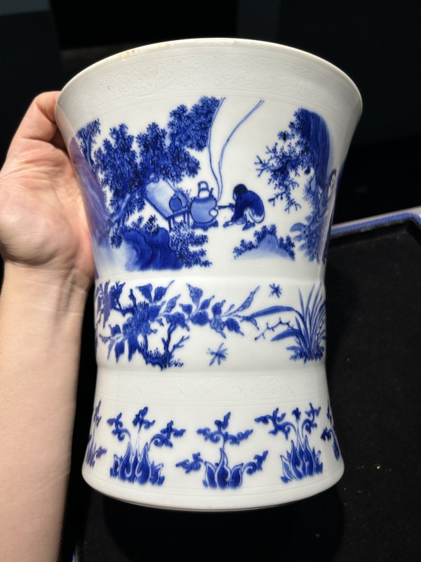 明崇祯 青花围炉煮茶图大笔海 - 图4