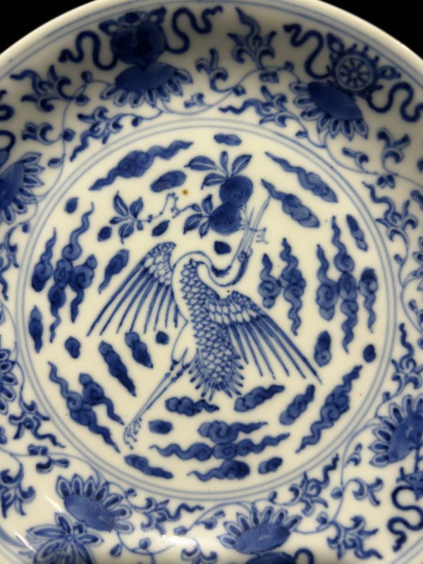 清雍正 青花云鹤八宝纹盘一对 - 图4