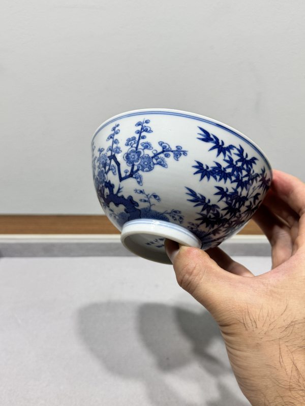 清道光戊申年（1848） 青花松竹梅岁寒三友图碗一对 - 图15
