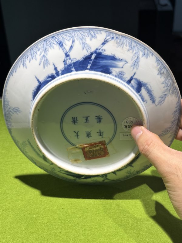 清雍正 青花竹石图盘 - 图17