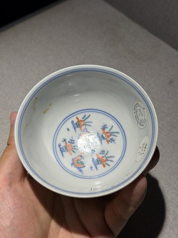 清道光 斗彩荷塘鸳鸯图碗一对 - 图27