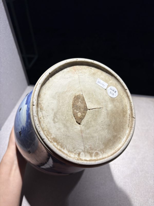 明崇祯 青花山水图莲子罐 - 图7