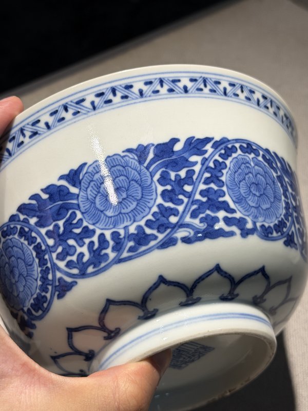 清道光 青花缠枝牡丹纹宫碗一对 - 图36