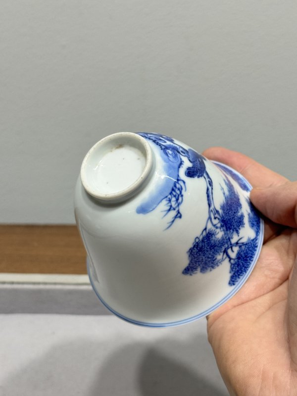 清雍正-乾隆 青花春柳栖禽图铃铛杯 - 图17
