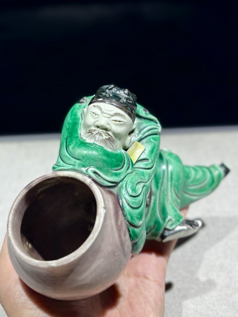 清康熙 素三彩李太白醉酒瓷塑水盂 - 图9