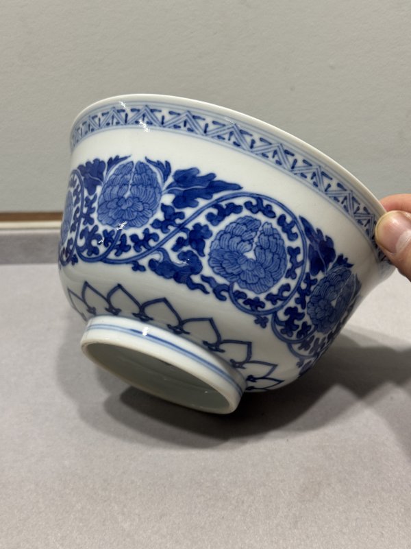 清道光 青花缠枝牡丹纹宫碗一对 - 图8