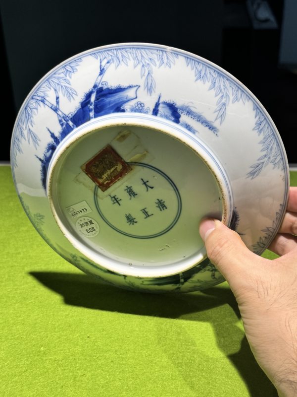 清雍正 青花竹石图盘 - 图22