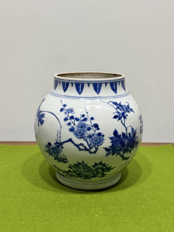 明崇祯 青花折枝花卉纹莲子罐 - 图7