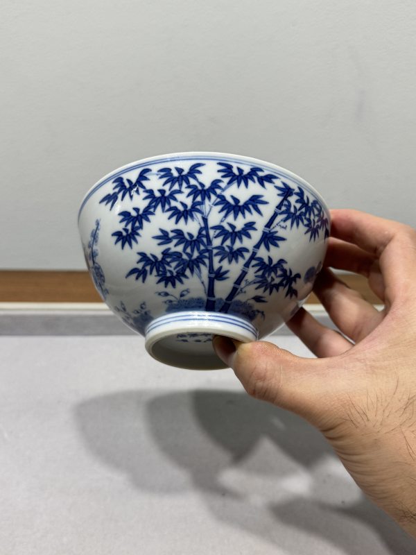 清道光戊申年（1848） 青花松竹梅岁寒三友图碗一对 - 图21
