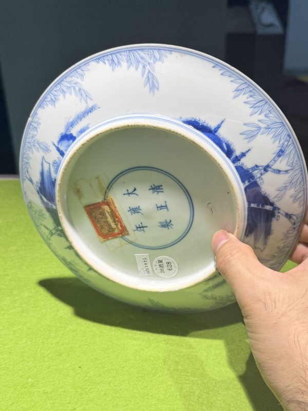 清雍正 青花竹石图盘 - 图24