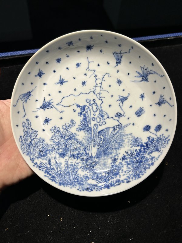清康熙 青花淡描“飞黄腾达”图大盘 - 图2