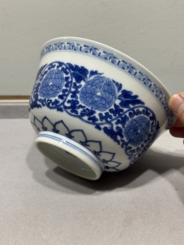 清道光 青花缠枝牡丹纹宫碗一对 - 图11