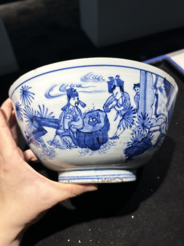 明天启 青花羲之爱鹅图大碗 - 图3