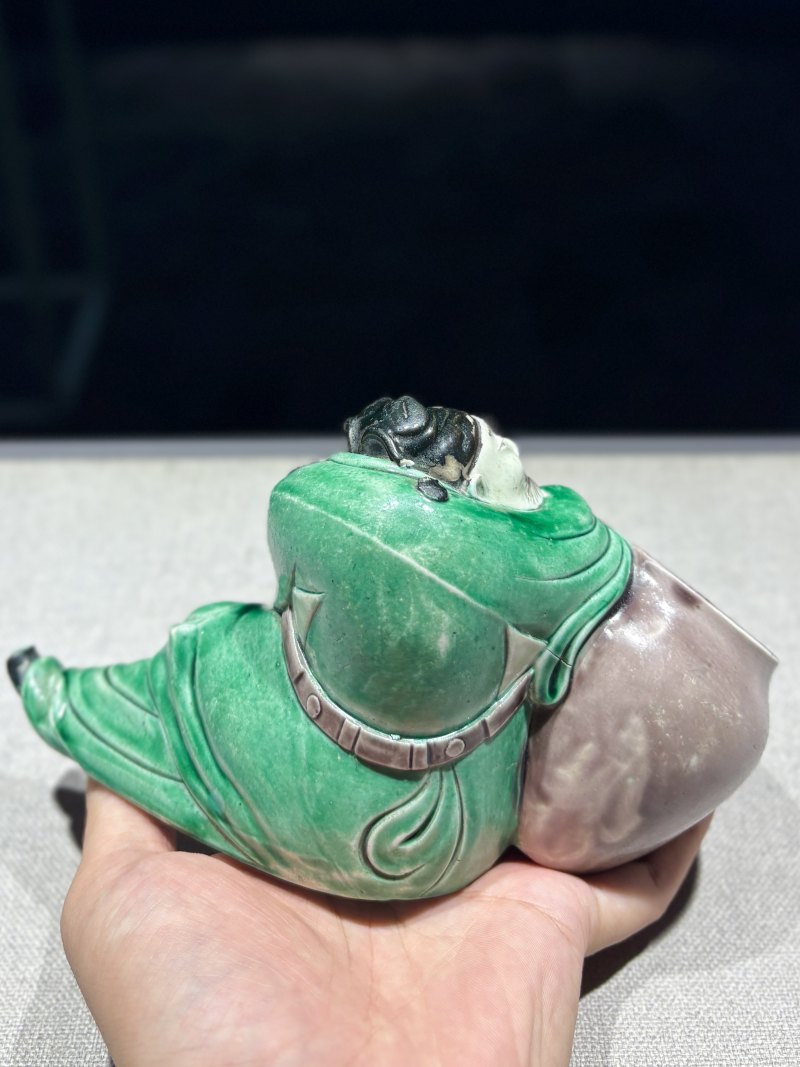 清康熙 素三彩李太白醉酒瓷塑水盂 - 图13