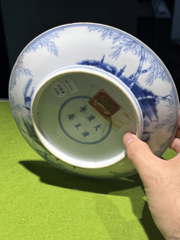 清雍正 青花竹石图盘 - 图27