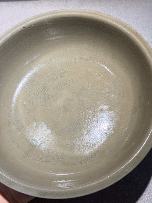 明 青花鹦鹉纹折沿大洗 - 图6