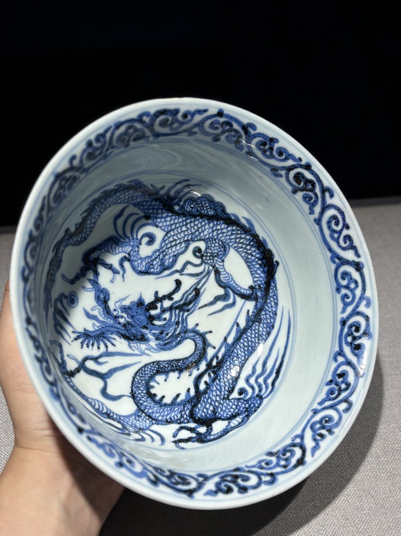 元 青花外莲瓣内龙纹碗 - 图15