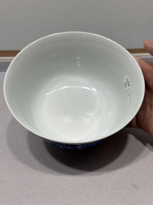 清道光 青花缠枝牡丹纹宫碗一对 - 图15