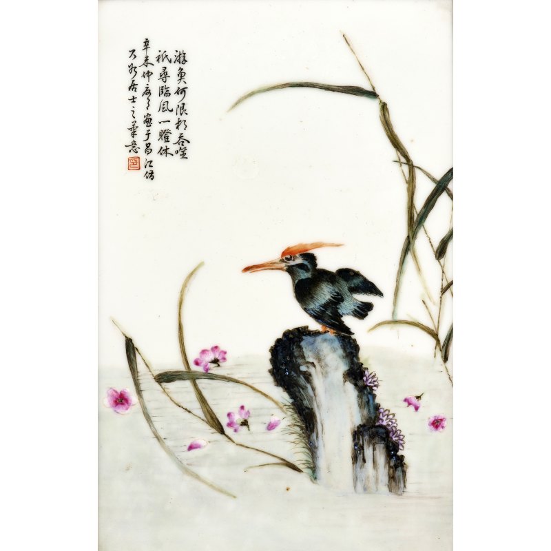 民国 粉彩人物瓷板一对 - 图6