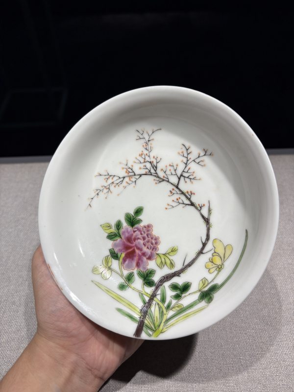 明宣德 甜白釉粉彩花卉小盘（民国加彩） - 图10