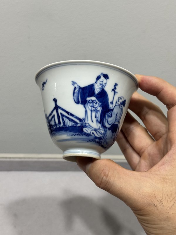 清雍正-乾隆 青花高士“福在眼前”铃铛杯 - 图2