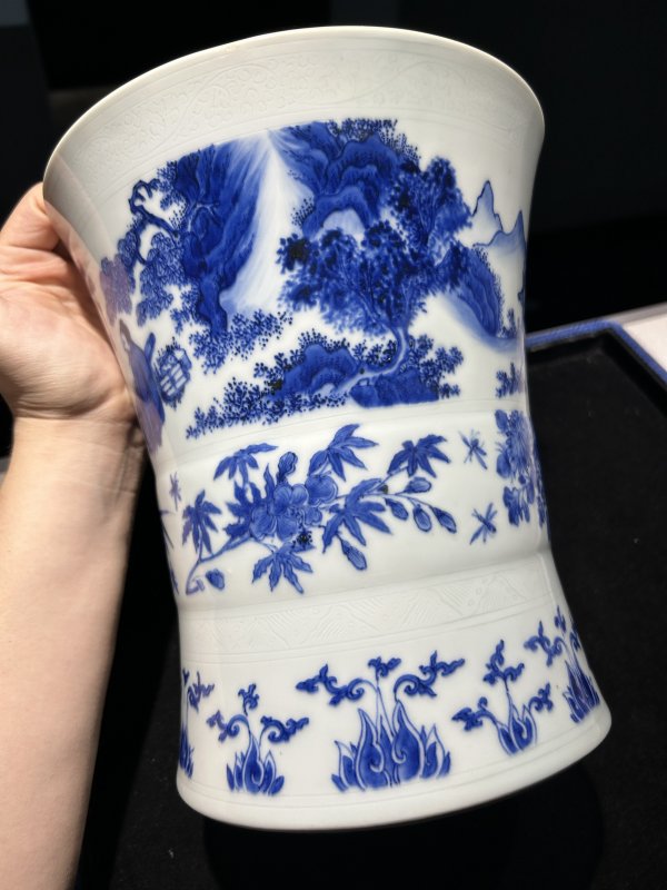 明崇祯 青花围炉煮茶图大笔海 - 图6