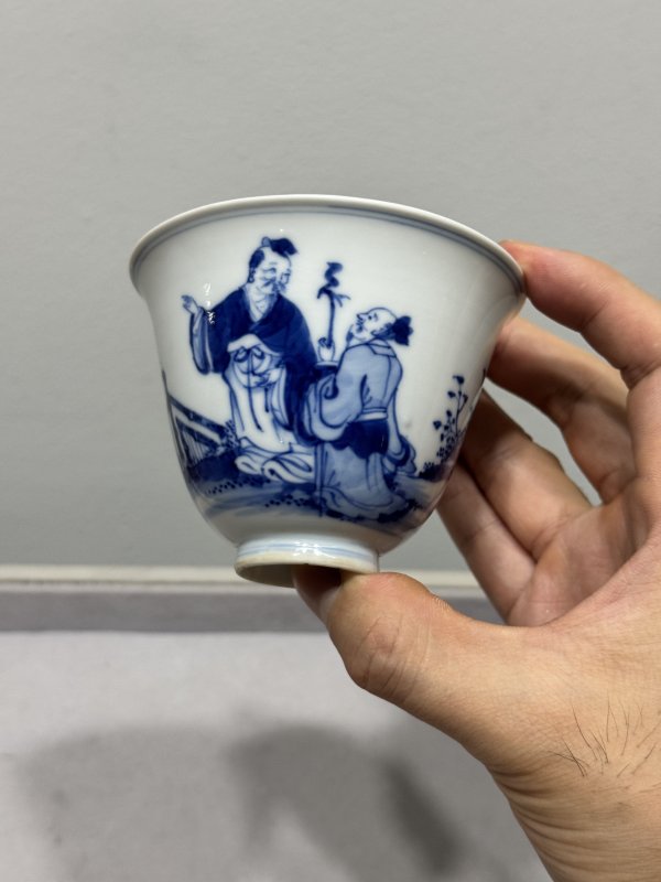 清雍正-乾隆 青花高士“福在眼前”铃铛杯 - 图3
