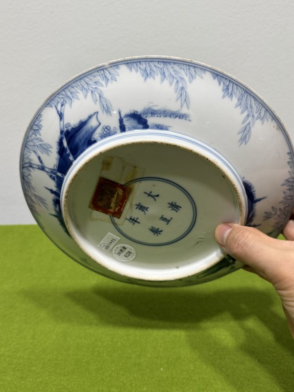 清雍正 青花竹石图盘 - 图3