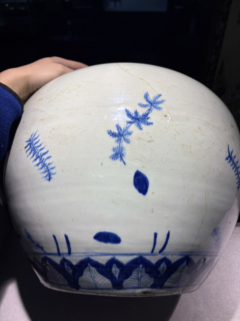 明嘉靖 青花蕉叶水藻纹大罐 - 图10