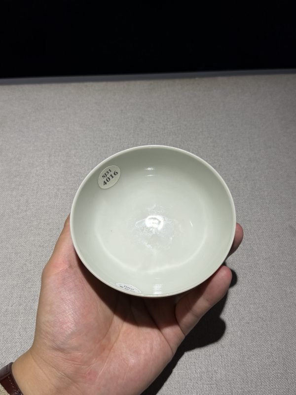 清道光 珊瑚红地洋彩开光并蒂莲纹碗 - 图15
