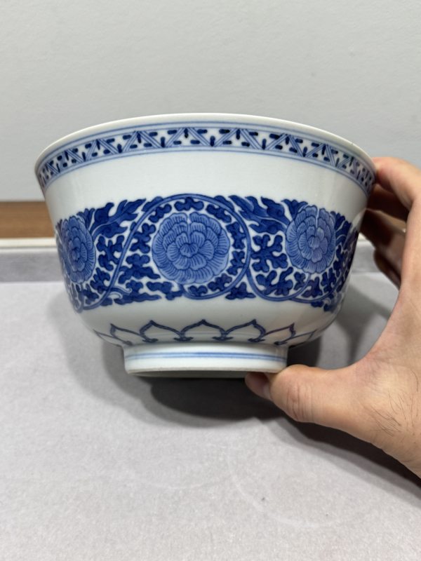 清道光 青花缠枝牡丹纹宫碗一对 - 图20