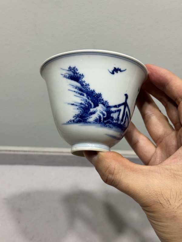 清雍正-乾隆 青花高士“福在眼前”铃铛杯 - 图6