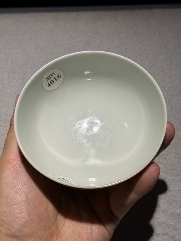 清道光 珊瑚红地洋彩开光并蒂莲纹碗 - 图16