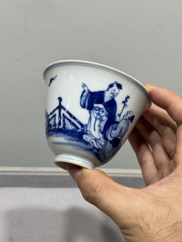 清雍正-乾隆 青花高士“福在眼前”铃铛杯 - 图7